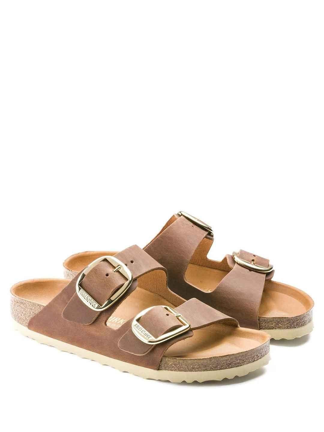 Birkenstock Arizona Big Buckle sandali cuoio con fibbia grande oro