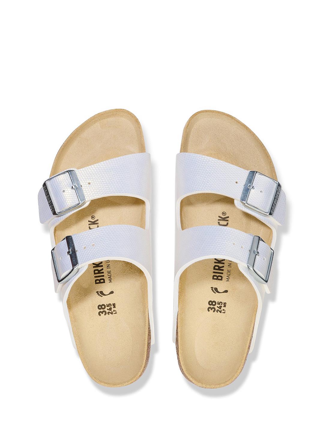 Birkenstock Arizona BS Shiny Lizard sandali bianco