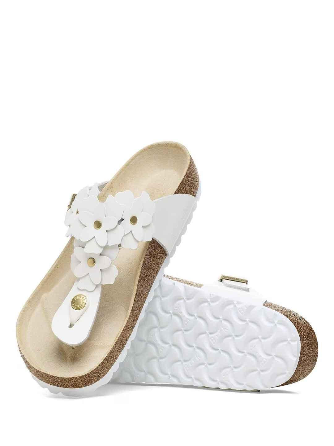 Birkenstock Gizeh Flower sandali bianco a infradito con fiori