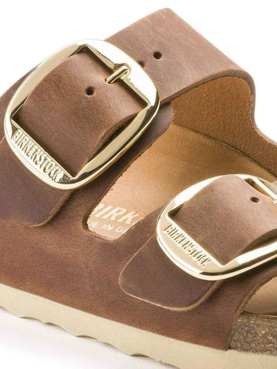 Birkenstock Arizona Big Buckle sandali cuoio con fibbia grande oro