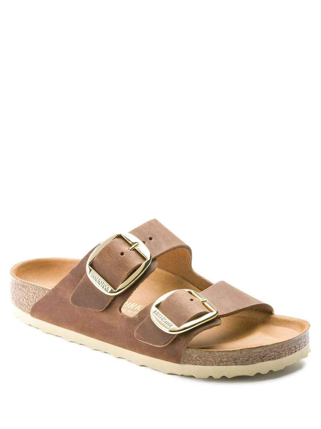 Birkenstock Arizona Big Buckle sandali cuoio con fibbia grande oro