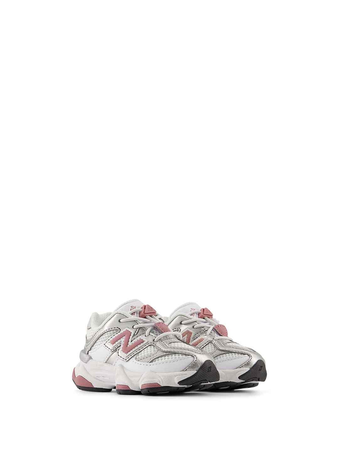New Balance 9060 sneakers kids bianco con logo rosa 20-27,5