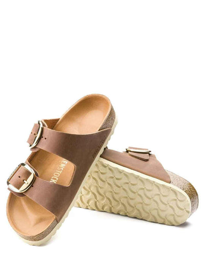 Birkenstock Arizona Big Buckle sandali cuoio con fibbia grande oro