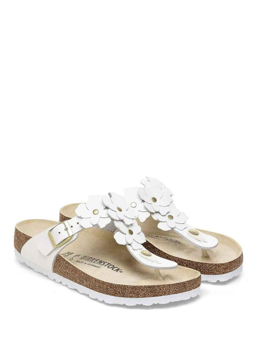 Birkenstock Gizeh Flower sandali bianco a infradito con fiori