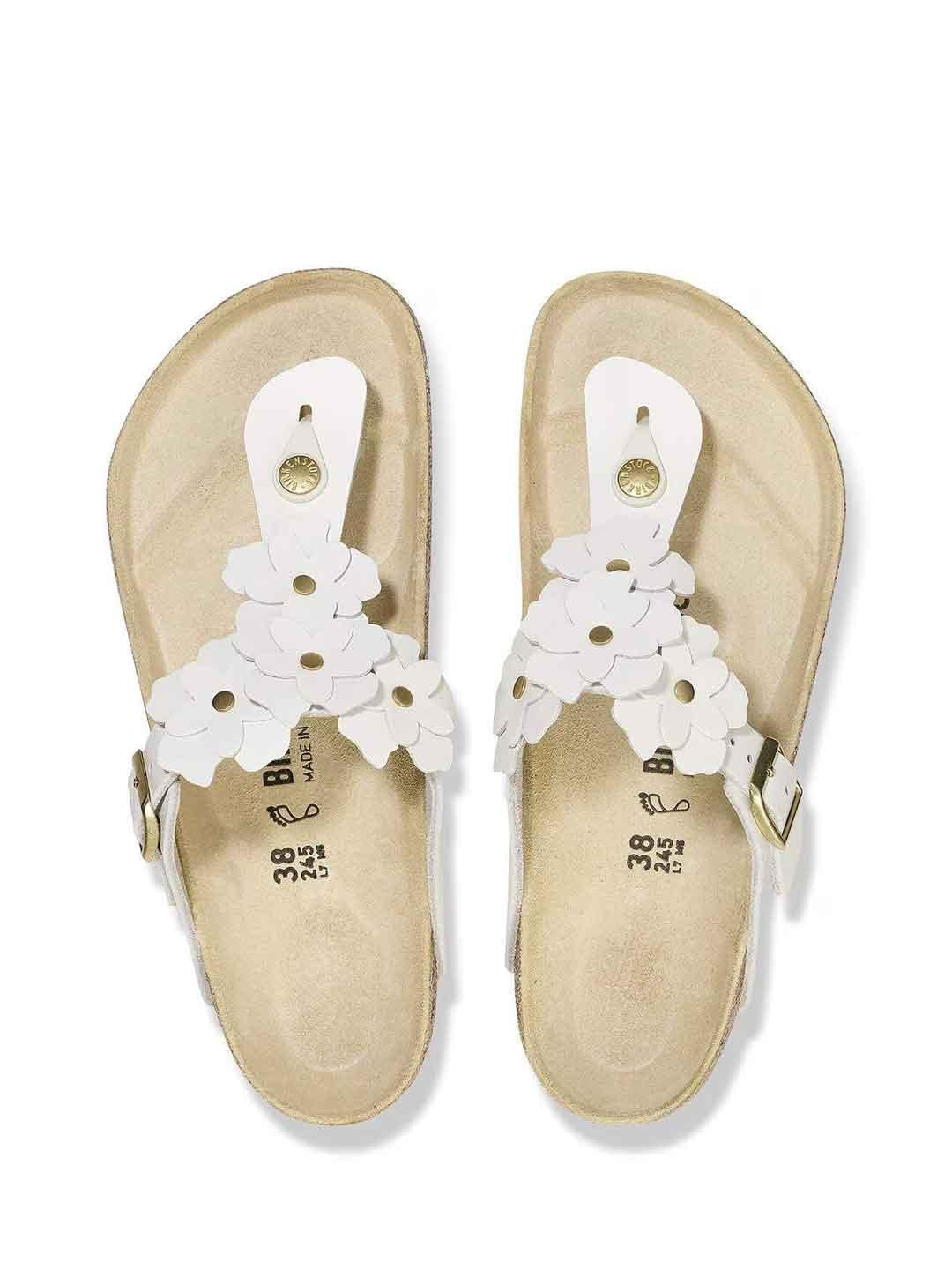 Birkenstock Gizeh Flower sandali bianco a infradito con fiori