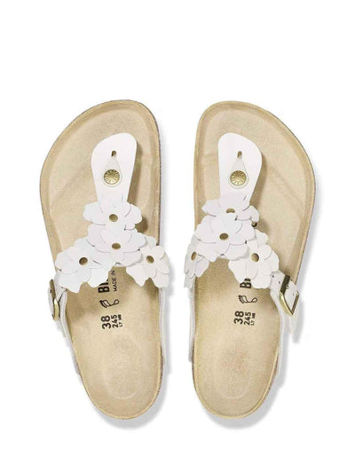Birkenstock Gizeh Flower sandali bianco a infradito con fiori