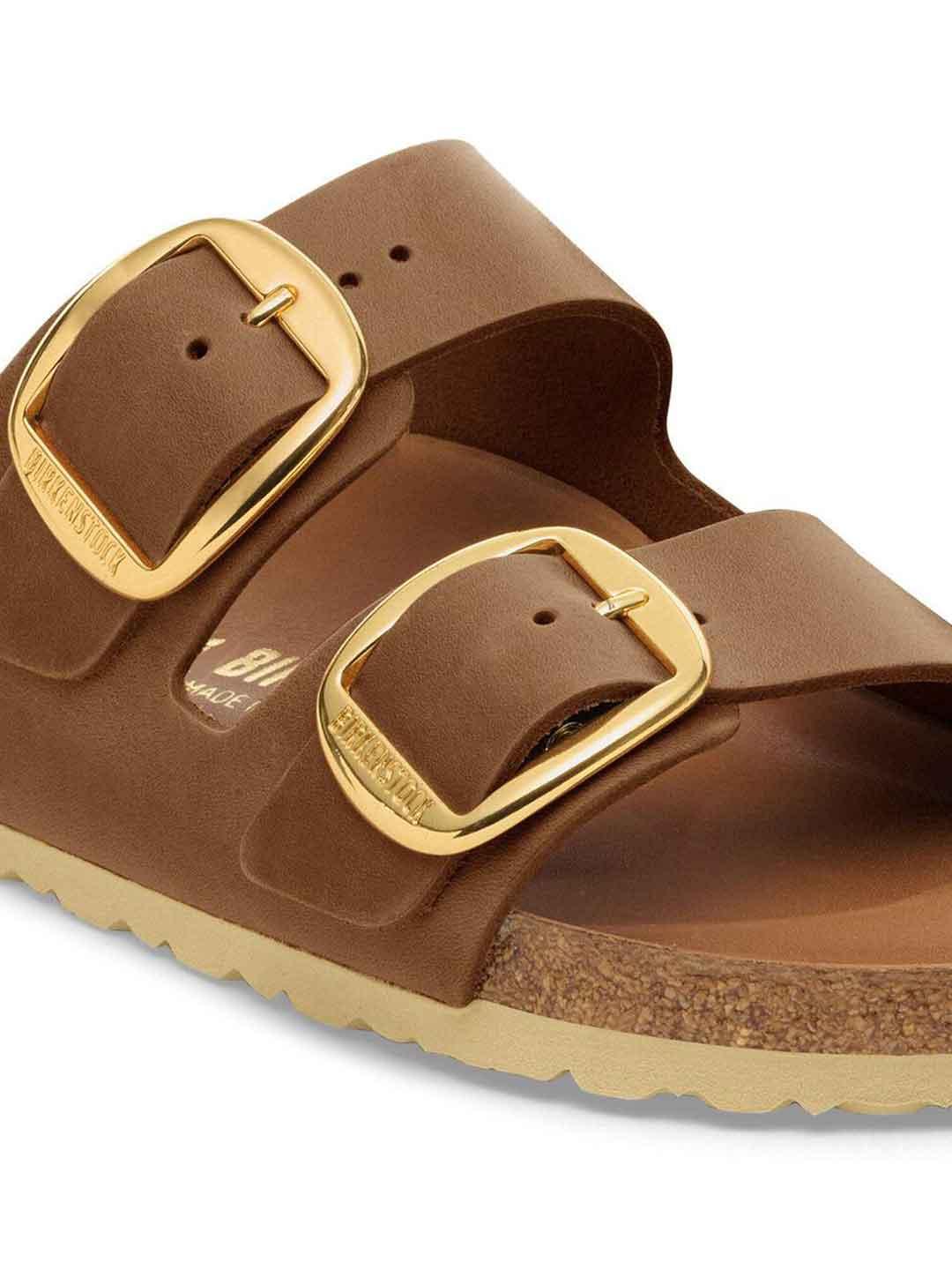 Birkenstock Arizona Big Buckle sandali cuoio con fibbia grande oro