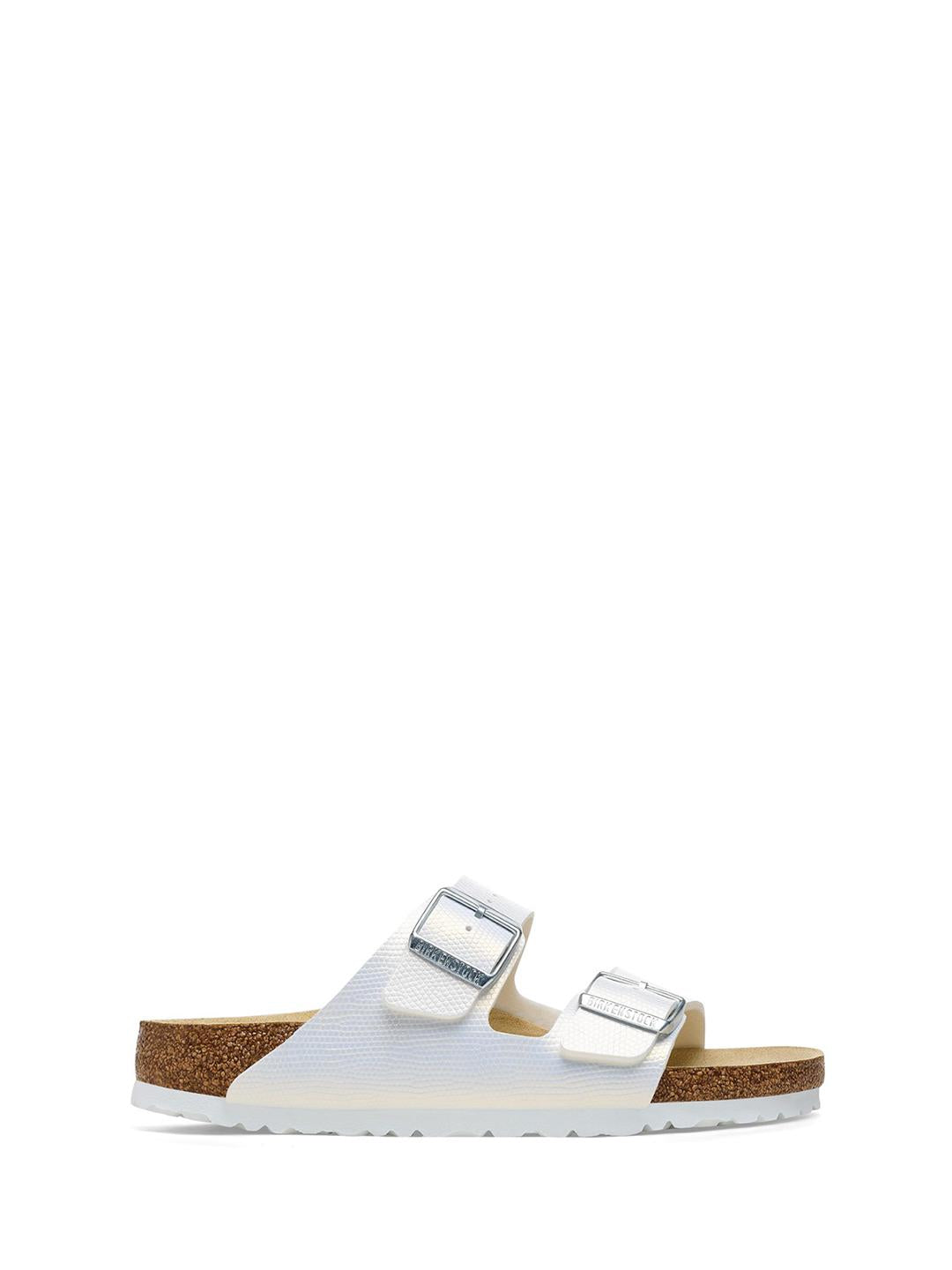 Birkenstock Arizona BS Shiny Lizard sandali bianco
