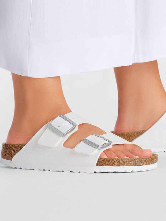 Birkenstock Arizona BS Shiny Lizard sandali bianco