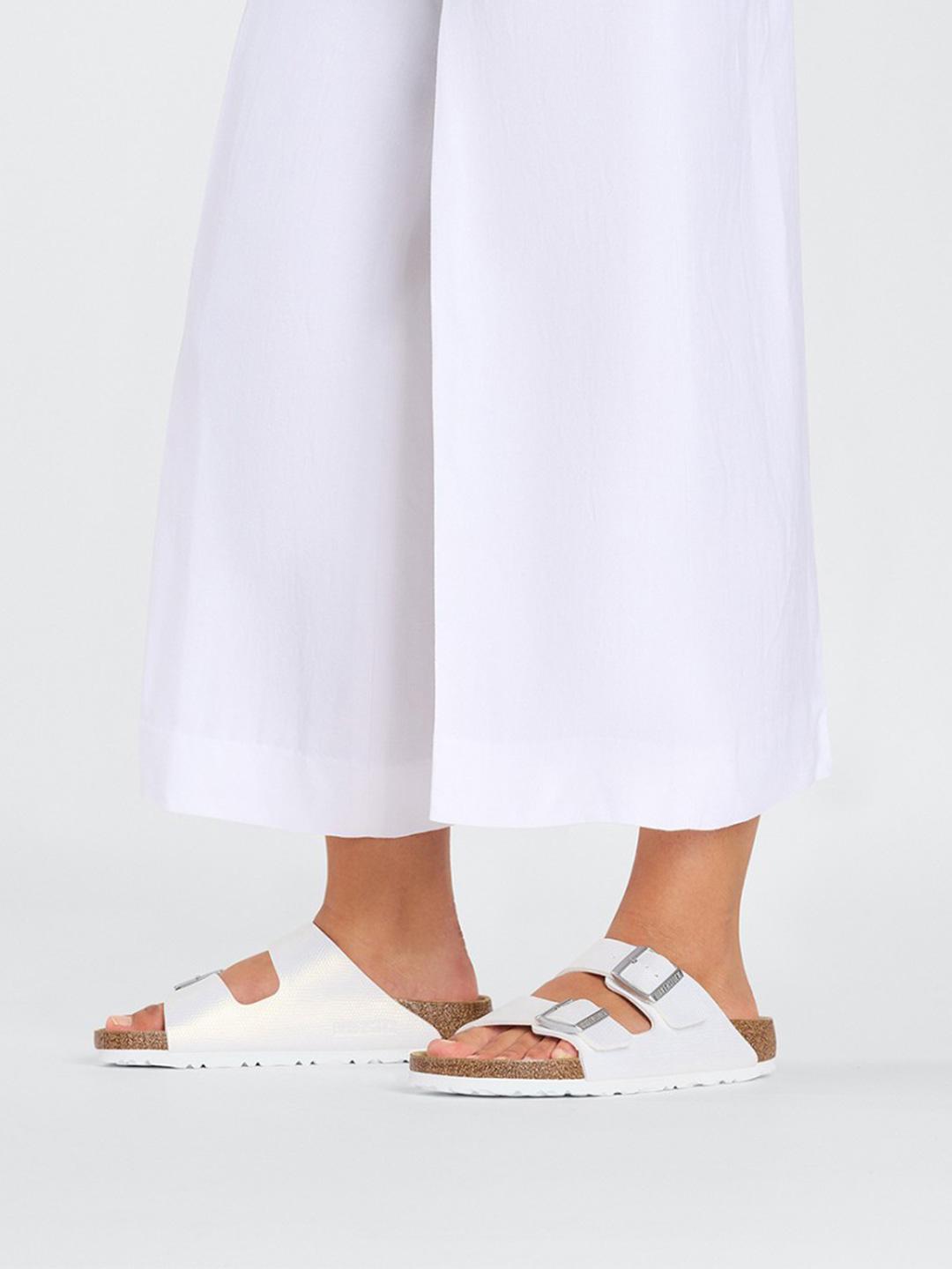 Birkenstock Arizona BS Shiny Lizard sandali bianco