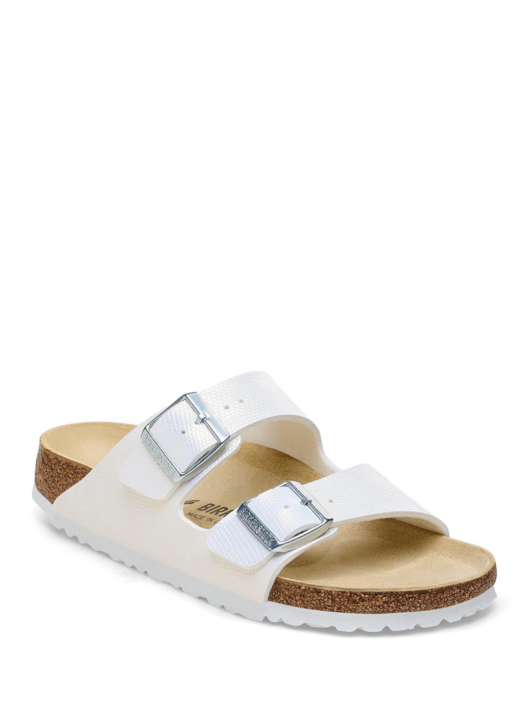 Birkenstock Arizona BS Shiny Lizard sandali bianco