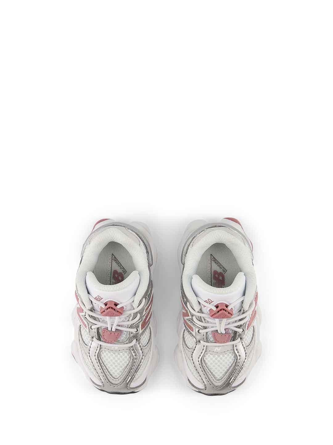 New Balance 9060 sneakers kids bianco con logo rosa 20-27,5
