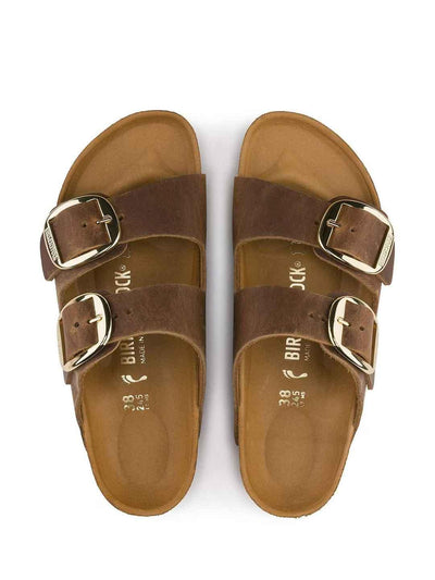 Birkenstock Arizona Big Buckle sandali cuoio con fibbia grande oro