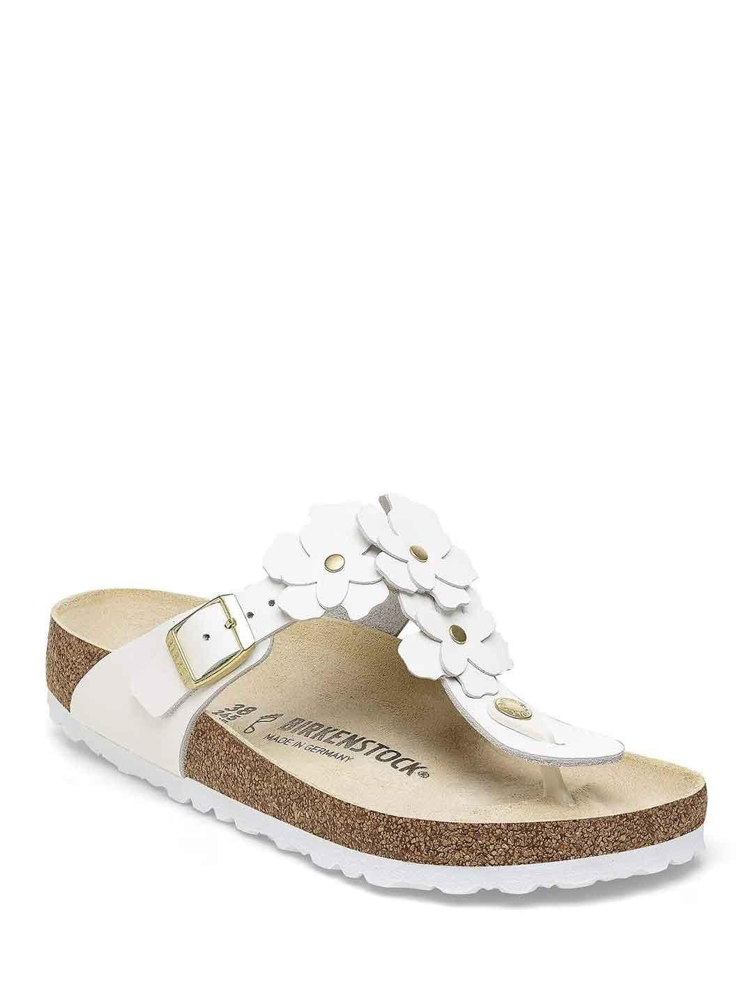 Birkenstock Gizeh Flower sandali bianco a infradito con fiori