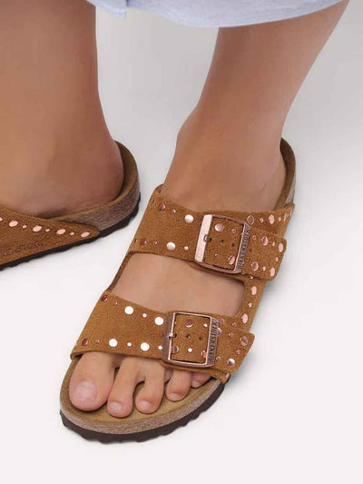 Birkenstock Arizona Rivet sandali cuoio con borchie